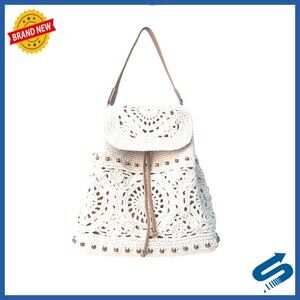 Handmade Crochet Backpack Boho Rucksack Cotton Rope Adjustable Straps
